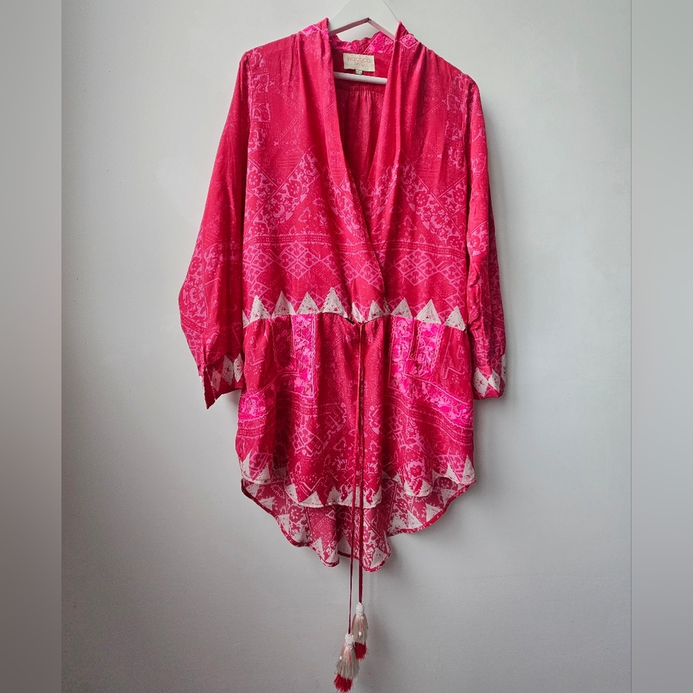 ROCOCO SAND Bright Pink Long Sleeve One Piece Shorts Beach OrPool Cover-Up